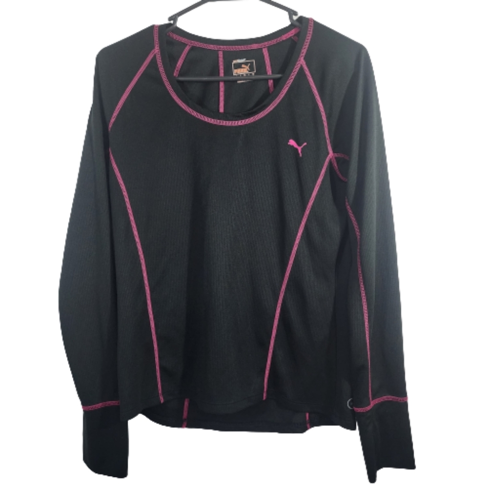 Puma Dry Cell Long Sleeve Black and Pink with thumb holes size M